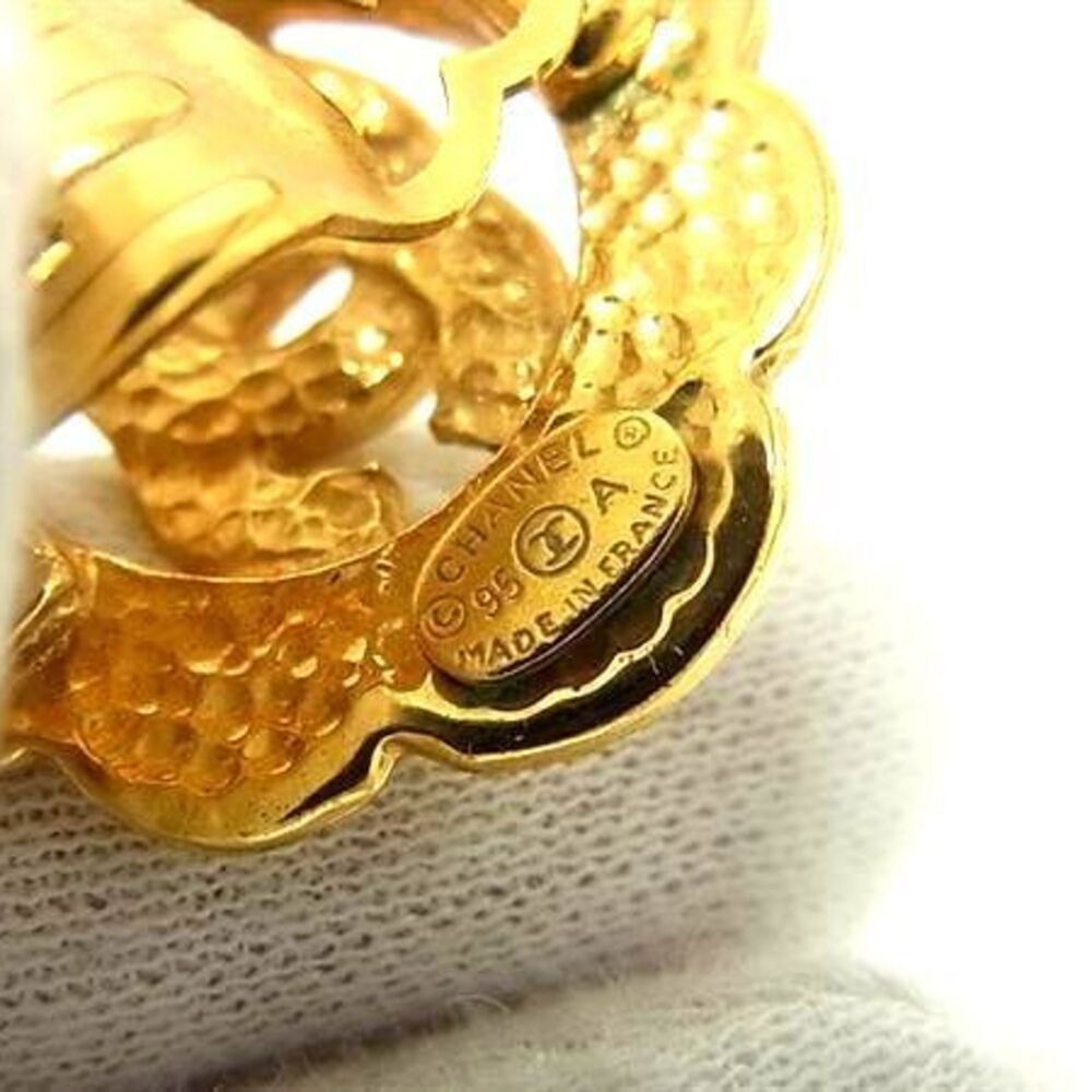CHANEL Authentic Gold Logo Earrings - Picture 2 of 3